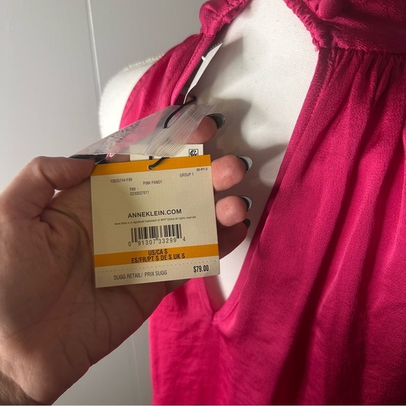 Anne Klein Pink Satin Halter Top NWT | Date Night Y2K Glam Size S - Picture 6 of 6